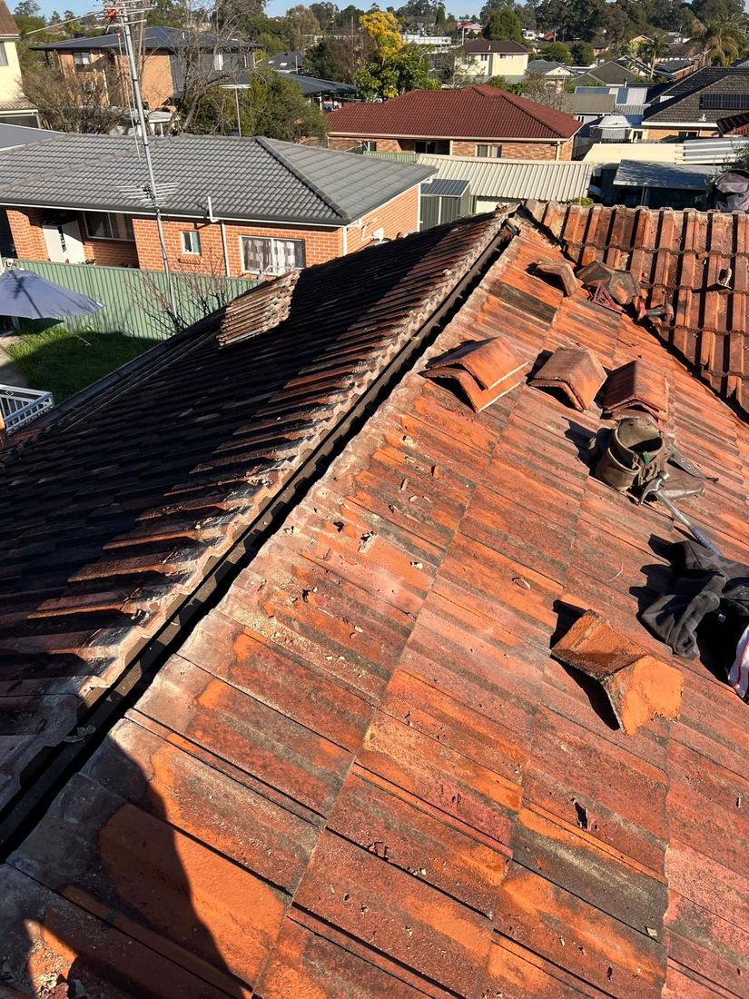 Tile roof opened up during urgent repair work